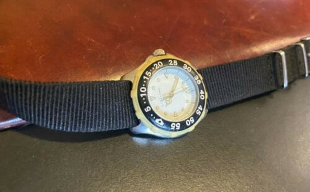 Women's Nine and company Watch, Silver Tone with Black Canvas Band